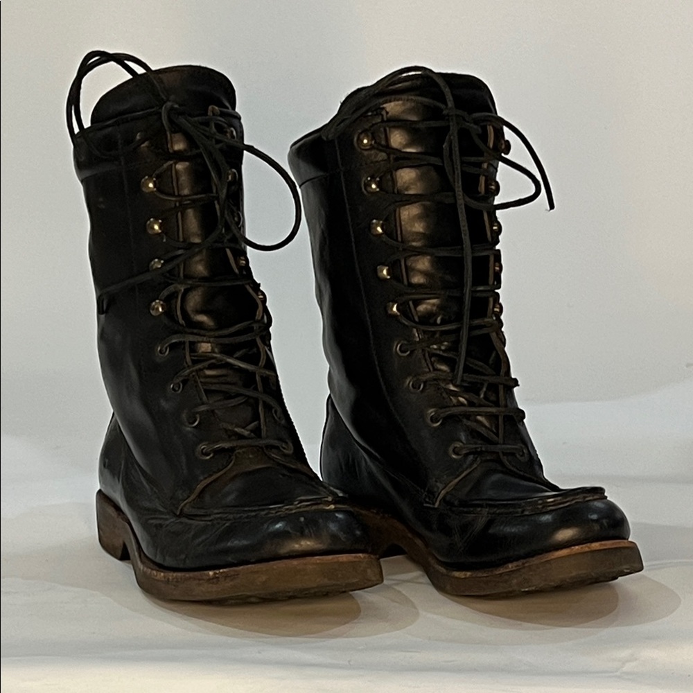 RALPH LAUREN Purple Label Woodmont Dark Brown Leather Boots w/ wool lining 9.5